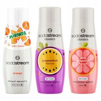 Syropy SodaStream do saturatora Mirinda Zero + Passionfruit / Marakuja + Grapefruit Grejpfrut 3x 440ml BEZ CUKRU