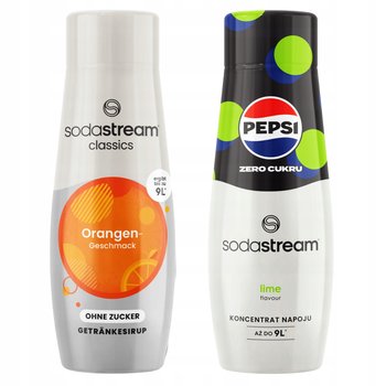 Syropy SodaStream Orange Zero Pomarańcza Bez Cukru + Pepsi Max Lime Limonka - SodaStream