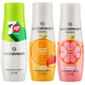Syropy Sodastream Zestaw 7Up Free Bez Cukru + Pomarańcza Mango + Grapefruit Grejpfrut Syropy Do Saturatora - SodaStream
