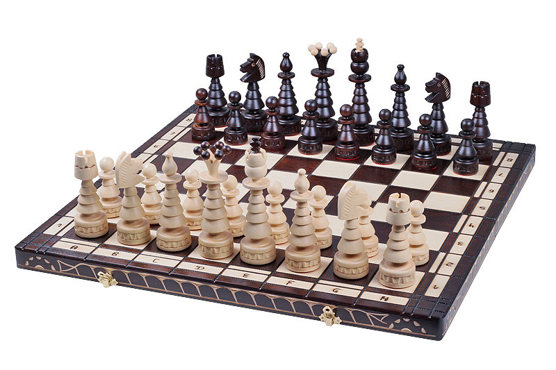 Pièces D'Échecs En Bois Acacia/Buis 3,5" - Sunrise Chess & Games - Fait Main