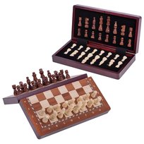 Szachy drewniane Magnetyczne 290 Intarsja - Mahon / Jawor