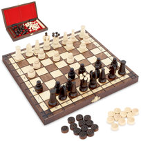 Szachy Drewniane Szachownica Ekskluzywna 30,5 cm - Zestaw Szachowy Chess Board Składana Plansza z Figurami Szachowymi dla Dzieci i Dorosłych 