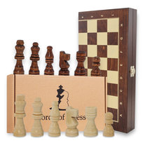 Szachy Drewniane Szachownica Ekskluzywna 35 cm - Zestaw Szachowy Chess Board Składana Plansza z Figurami Szachowymi dla Dzieci i Dorosłych 