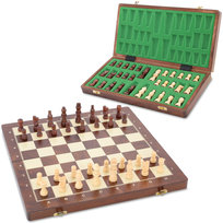 Szachy Drewniane Szachownica Ekskluzywna 40 cm - Zestaw Szachowy Chess Board Składana Plansza z Figurami Szachowymi dla Dzieci i Dorosłych 