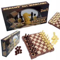 Szachy Warcaby MAGNETYCZNE Drewniane KLASYCZNE Duże 2 w 1 MEGADIDI, gra planszowa
