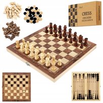 Szachy Warcaby Tryktrak drewniane duże 40x40cm ZESTAW 3w1, gra planszowa, 1047 Games