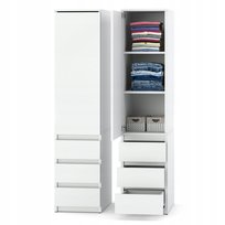 SZAFA 40CM BIAŁA GARDEROBA NA UBRANIA SZUFLADY PÓŁKI DRĄZEK MODUŁOWA