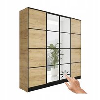 Szafa czterodrzwiowa z lustrem WZÓR 2 EDEN 4D DĄB CRAFT ZŁOTY