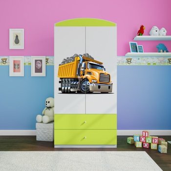 Szafa dwudrzwiowa, do pokoju dziecka, babydreams, 90 cm, ciężarówka, zielona - Kocot Kids