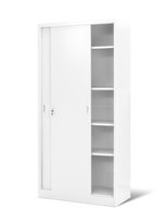 Szafa dwudrzwiowa z półkami i drzwiami przesuwnymi