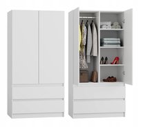 Szafa garderoba dwudrzwiowa 90 cm pojemna biała