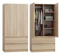 Szafa garderoba dwudrzwiowa 90 cm pojemna Dąb sonoma