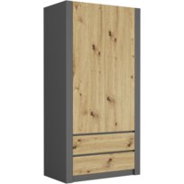 Szafa Garderoba Mobene Modern 90 X 180 X 55 Cm Szuflada B-20 Antracyt mix Artisan