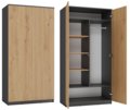 Szafa Garderoba SD-90 2 Drzwi Półki Antracyt Dąb Artisan TopEshop - Topeshop