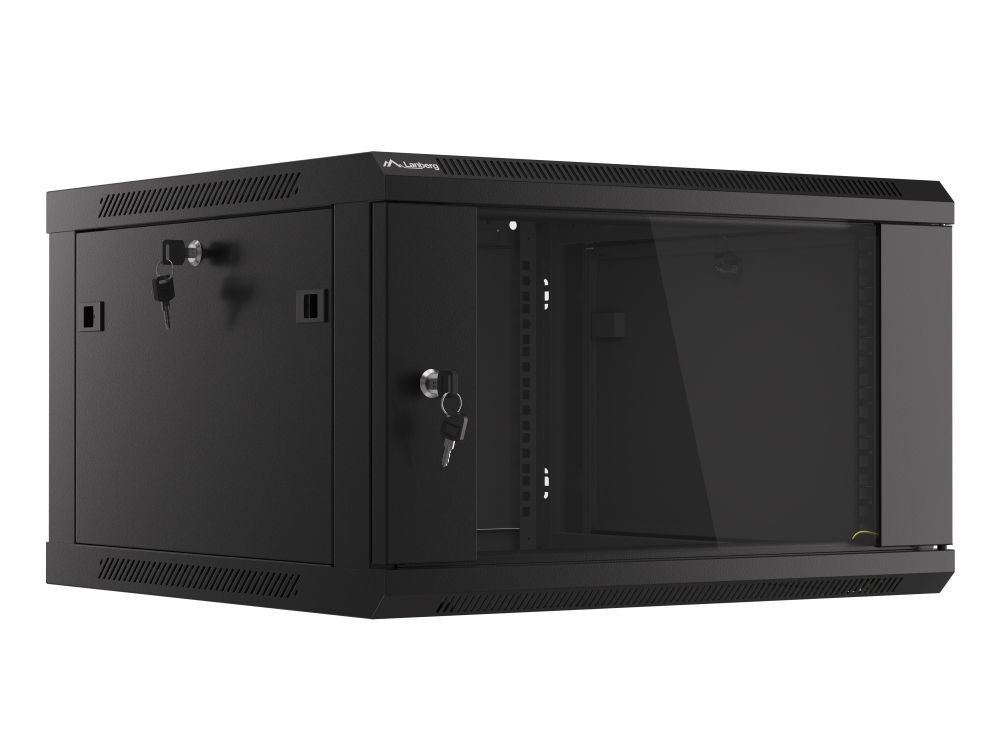 Szafa instalacyjna RACK V2 wisząca 19'' 6U 600x600 drzwi szklane Lanberg - czarna