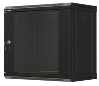 Szafa instalacyjna rack wisząca 19" 9U 540X350 czarna drzwi przeszklone Lanberg (Flat pack) Lanberg