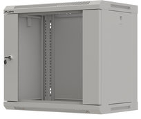 Szafa instalacyjna rack wisząca 19" 9U 540X350 szara drzwi przeszklone Lanberg (Flat pack) Lanberg