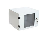 Szafa krosowa wisząca niedzielona 10 cali 4U 300x315x232 mm, drzwi szklane, kolor szary KaTLINK