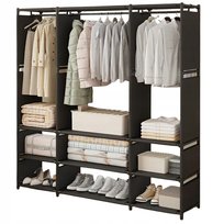 SZAFA MATERIAŁOWA TEKSTYLNA SKŁADANA GARDEROBA NA UBRANIA BUTY DUŻA WIESZAK 170cm x 130cm x 36cm