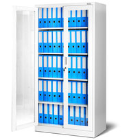 Szafa Metalowa JAN NOWAK Model AMELIA, 900 x 1850 x 400 mm,  Szafa Przeszklona, Medyczna Witryna Lekarska Biała Z Szybami Na Medykamenty Do Salonu Kosmetycznego W Kolorze Białym Loftowa Z Metalu Do G