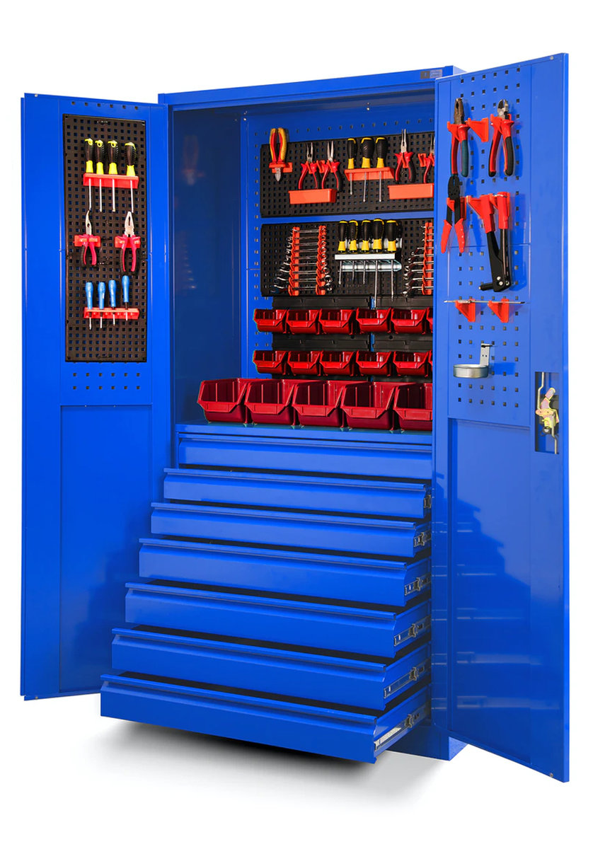 Szafa Metalowa JAN NOWAK Model DAREK 920x1850x500 Warsztatowo-Narzędziowa Szafka z Metalu Niebieska Na Narzędzia Do Warsztatu Garażowa w Niebieskim ..
