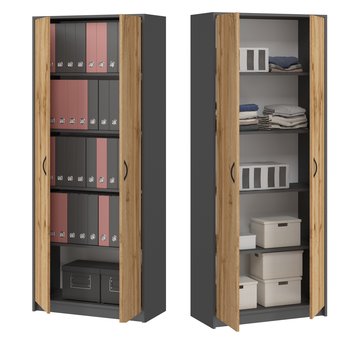 Szafa Na Buty, Regał Tom Antracyt/Dąb Wotan , Szafka, Biuro - Sara Meble