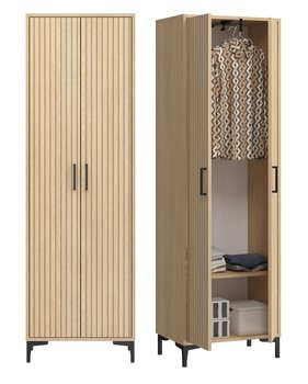 Szafa Na Ubrania Garderoba 2 Drzwi Wieszak Lamele Dąb Sławonia Como2D - Sara Meble