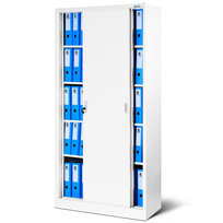 Szafa przesuwna RODO do biura JAN NOWAK szafa na dokumenty Eco Design model KUBA biała 900x1850x400 biurowa szafa metalowa z drzwiami przesuwnymi szafa loft 