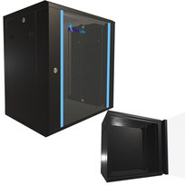 SZAFA RACK 12U 19 cali Szafka wisząca rack 12U 600x450 czarna szklane drzwi Extralink