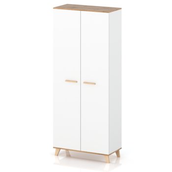 SZAFA REGAŁ GARDEROBA NA UBRANIA DO PRZEDPOKOJU BIAŁY MAT DĄB WOTAN 80 cm - Concordia