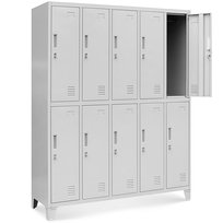 Szafa Socjalna JAN NOWAK Model BARTEK 1360x1720x450 Szafka Metalowa Loft 10-drzwiowa Szara Ubraniowa Szkolna Pracownicza Szafa BHP Basenowa W Szarym Kolorze