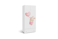 Szafa Stella Bunny – biała, 2-drzwiowa, z szufladą