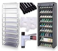 SZAFA TEKSTYLNA MATERIAŁOWA REGAŁ NA BUTY ORGANIZER GARDEROBA PÓŁKI 9 PÓŁEK