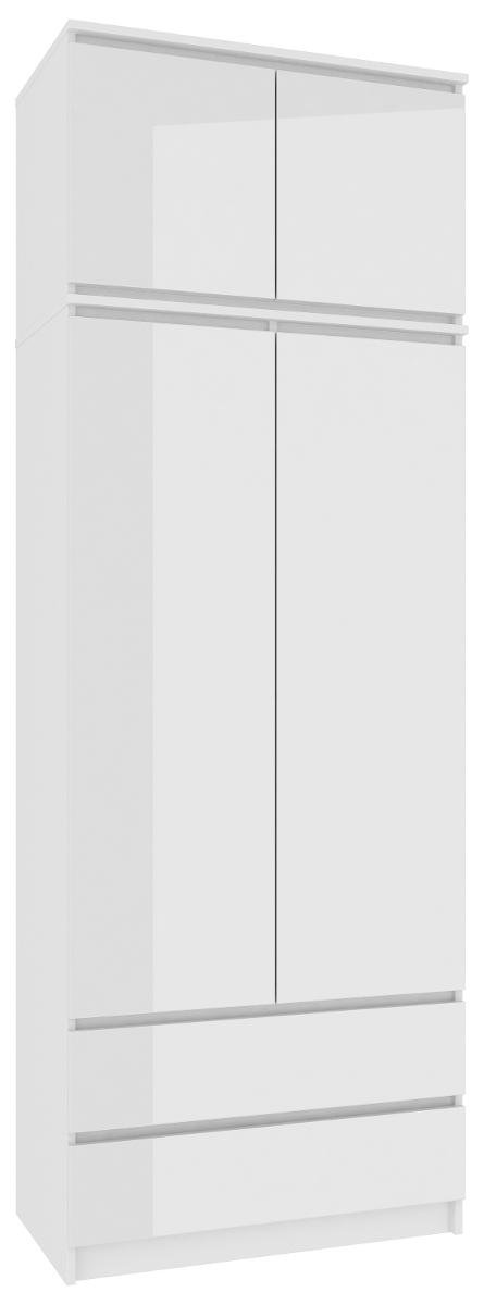 Szafa z nadstawką Akord Biały 2 Szuflady 2 Drzwi 6 Półki 90x234x51 cm