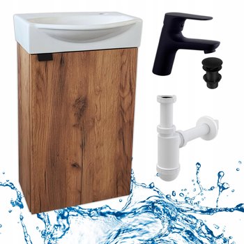 Szafka do Łazienki Złoty Dąb z Umywalką 40 x 33 Bateria Click Clack Syfon - Deftrans / Defra