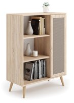 Szafka FONDI Komoda Regał styl skandynawski dąb sonoma grafika rattan