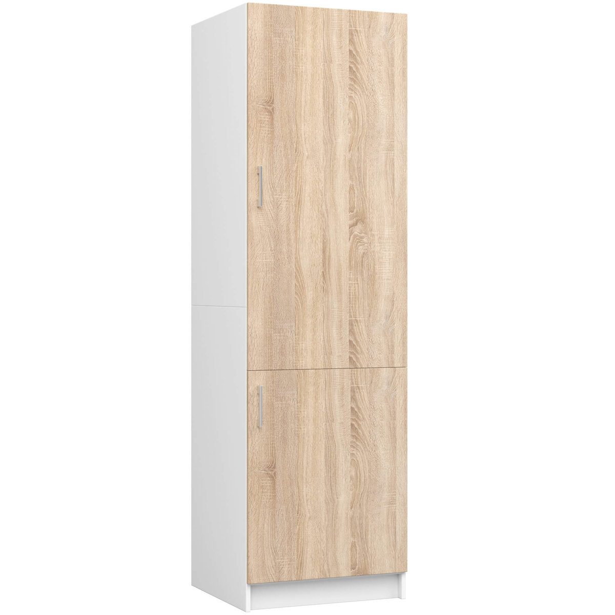 Szafka kuchenna do zabudowy lodówki Lima 60 cm 2 drzwi 1 półka - Biała Dąb Sonoma