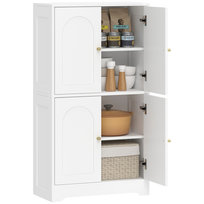 Szafka kuchenna HOMCOM, wysoka szafka z 2 regulowanymi półkami, kredens kuchenny z 4 zakrzywionymi drzwiami, do salonu, biała, 60 x 30 x 110 cm