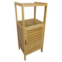 Szafka łazienkowa bambusowa z półką drzwiczki żaluzjowe stojąca na ręczniki kosmetyki 80x33x28 cm | BEGRYF