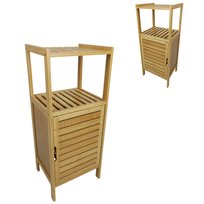 Szafka łazienkowa bambusowa z półką drzwiczki żaluzjowe stojąca na ręczniki kosmetyki 80x33x28 cm | BEGRYF