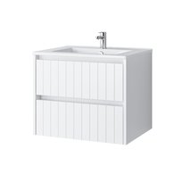 Szafka Łazienkowa Melito Z Umywalką Ceramiczną 60 Cm, Szuflady, Wisząca, Biały Mat