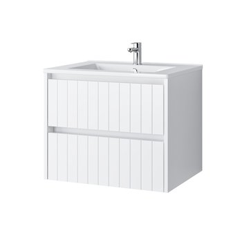 Szafka Łazienkowa Melito Z Umywalką Ceramiczną 60 Cm, Szuflady, Wisząca, Biały Mat - Uptrend