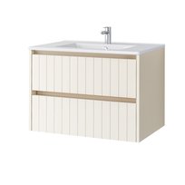 Szafka Łazienkowa Melito Z Umywalką Ceramiczną 70 Cm, Szuflady, Wisząca, Almond Mat