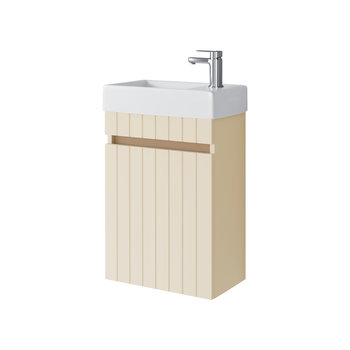 Szafka Łazienkowa Miseno Z Umywalką Ceramiczną 40 Cm, Drzwi, Wisząca, Almond Mat - Uptrend