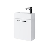 Szafka Łazienkowa Nava Z Umywalką Ceramiczną 50 Cm, Drzwi, Wisząca, Biały Mat, Uchwyt Czarny Mat