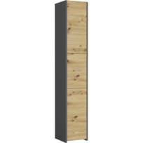 Szafka Łazienkowa Regał Słupek 30Cm 3 Drzwi Antracyt Mix Artisan