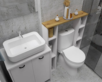 Szafka łazienkowa słupek nad toaletę regał biały mat dąb artisan - Marand