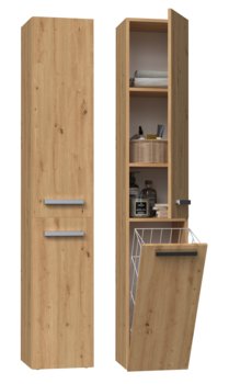Szafka Łazienkowa Słupek NEL IV Regał Kosz Na Pranie Dąb Artisan Topeshop - Topeshop