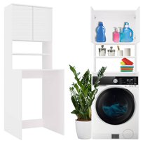 Szafka Łazienkowa Stojąca Nad Pralkę Zabudowa 180cm Regał Z Półkami Biała