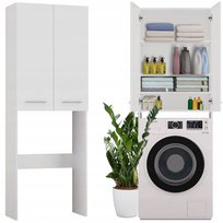 Szafka Łazienkowa Stojąca Nad Pralkę Zabudowa 180cm Regał Z Półkami Biała